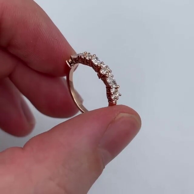 Marquise and Round Cut Half Eternity Band