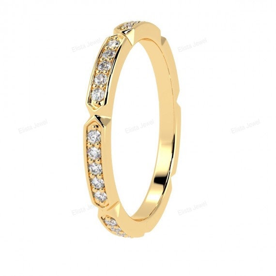 Round Cut Art deco Stacking Band