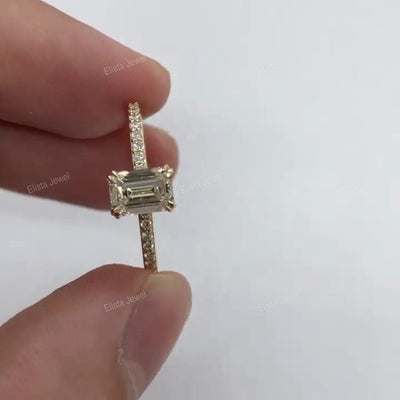 Emerald Cut Accent Engagement Ring
