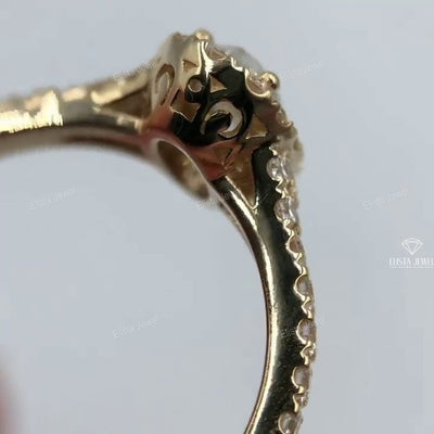 Oval Cut Halo Accent Engagement Ring