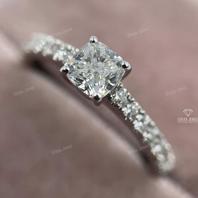 Cushion Cut Accent Engagement Ring