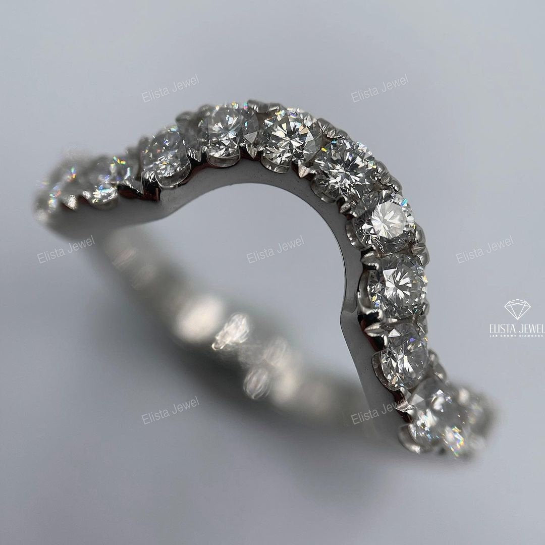 Curve Matching Band With Pear Accent Halo Ring Set