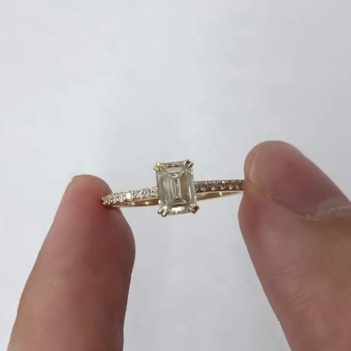 Emerald Cut Accent Engagement Ring