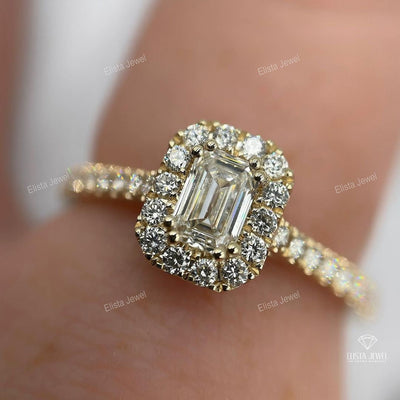 Emerald Cut Halo Engagement Ring