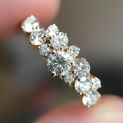 Round Cut Cluster Engagement Ring