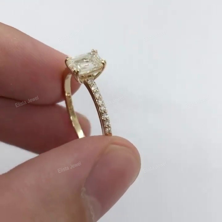 Emerald Cut Accent Engagement Ring