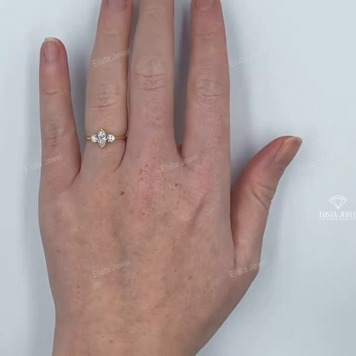Marquise Cut Three Stone Engagement Ring