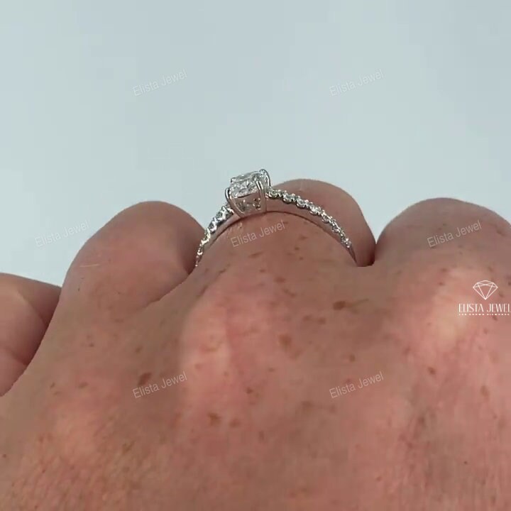 Cushion Cut Accent Engagement Ring