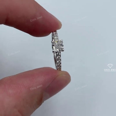 Cushion Cut Accent Engagement Ring