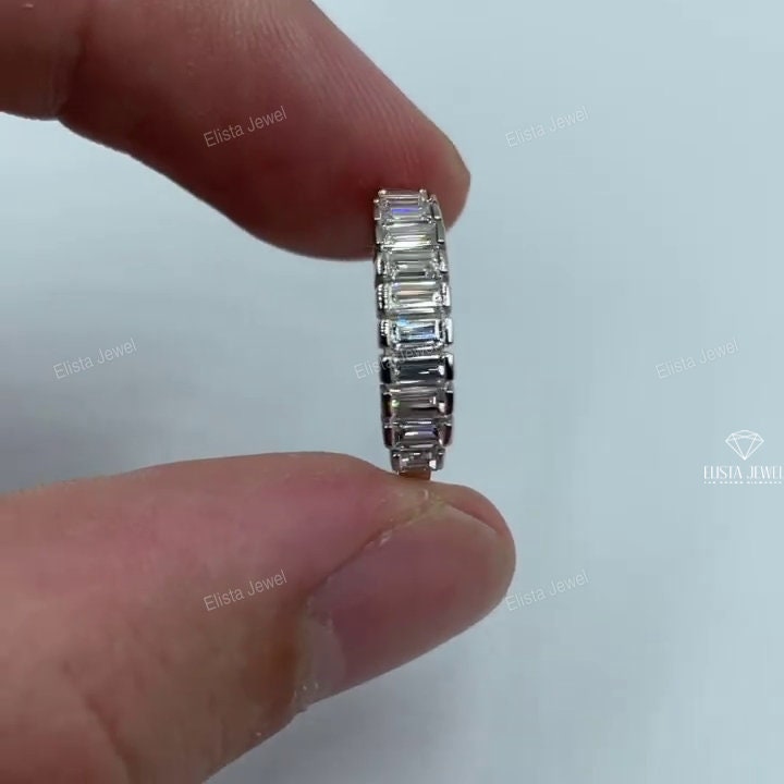 Baguette Cut Half Eternity Wedding Band
