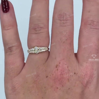 Round Cut Half Eternity Wedding Band