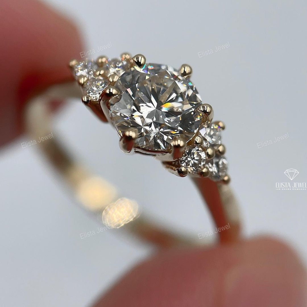 Round Accent Engagement Ring