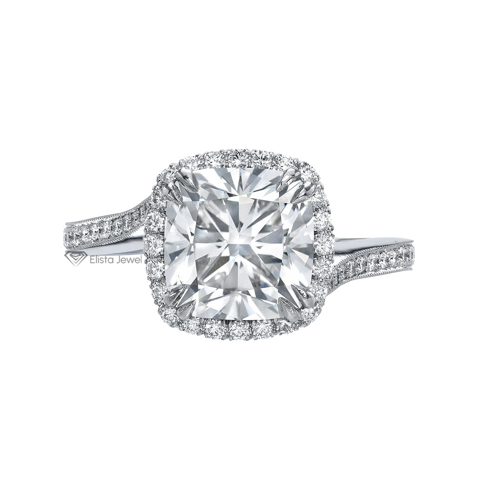 Cushion Cut Halo Engagement Ring