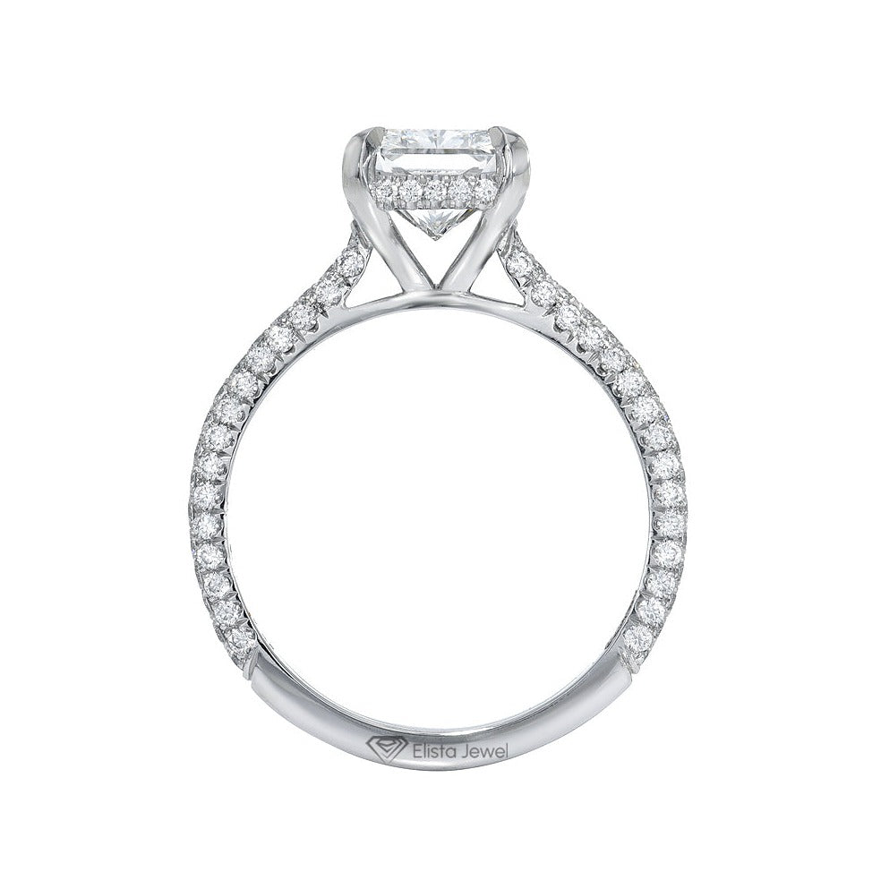 Radiant Cut Hidden Halo Engagement Ring