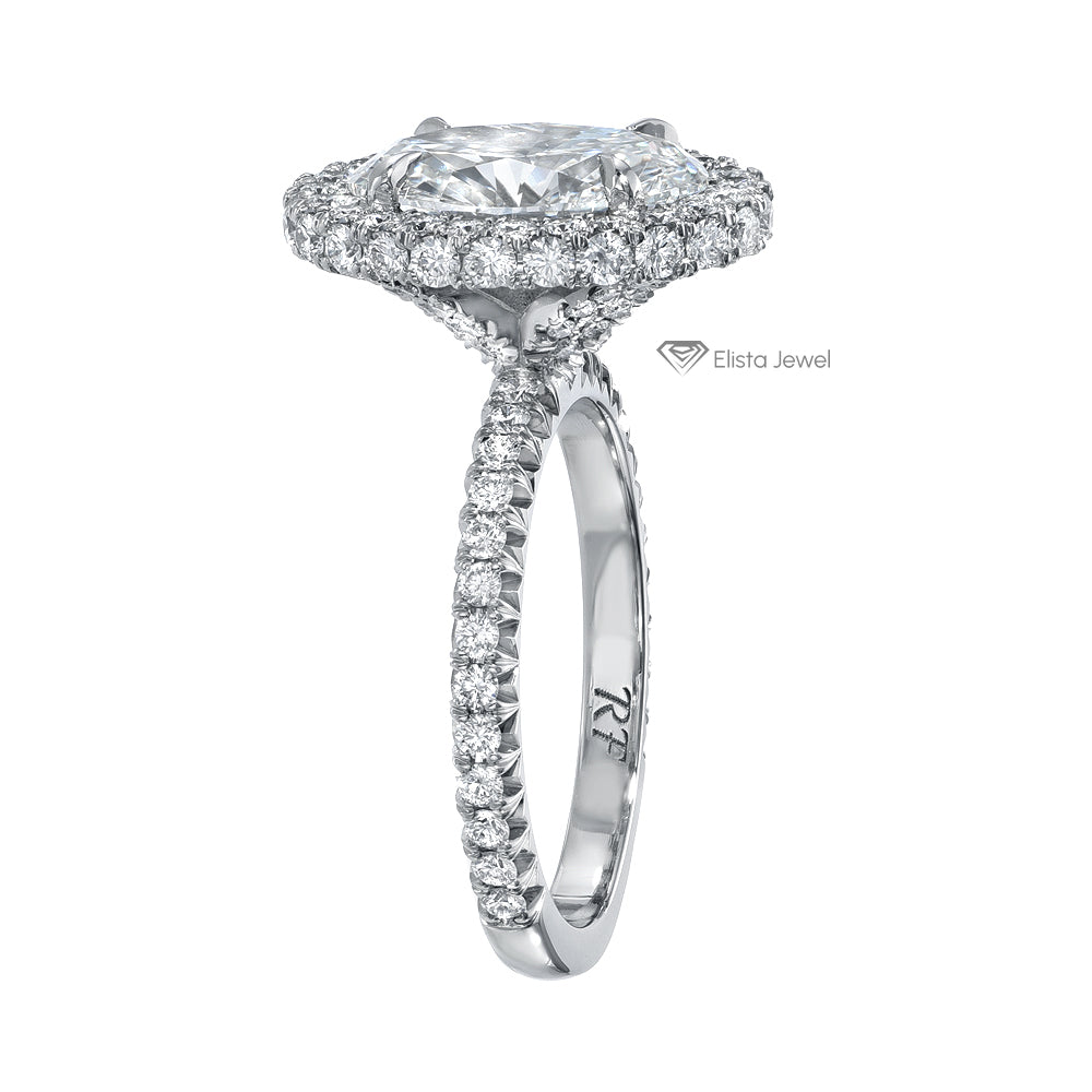 Oval Cut Halo Accent Engagement Ring