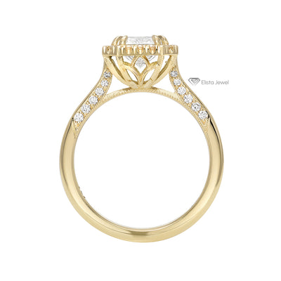Radiant Cut Halo Engagement Ring