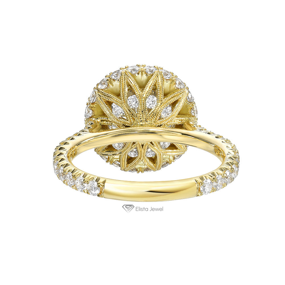 Round Cut Hidden Halo Engagement Ring