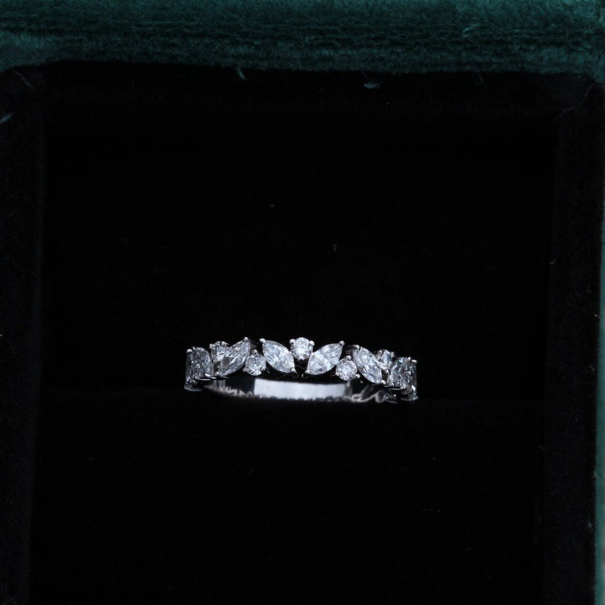 Marquise And Round Cut Wedding Lab Grown Diamond Band - Profile View