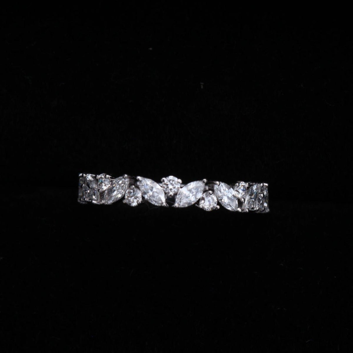 Marquise And Round Cut Wedding Lab Grown Diamond Band - Close-up View