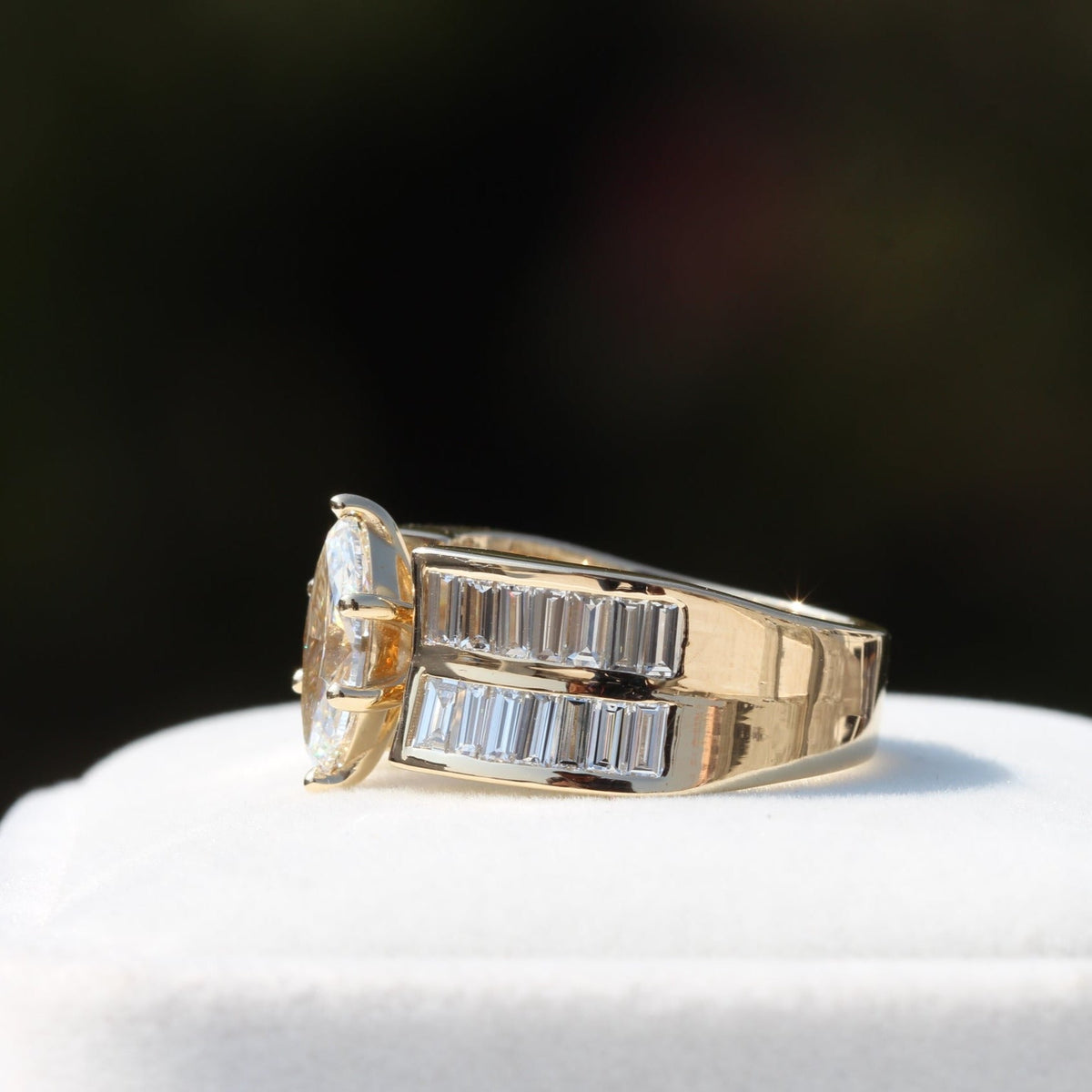 Marquise Cut Accent Wedding Lab Grown Diamond Ring in 14K - Side View