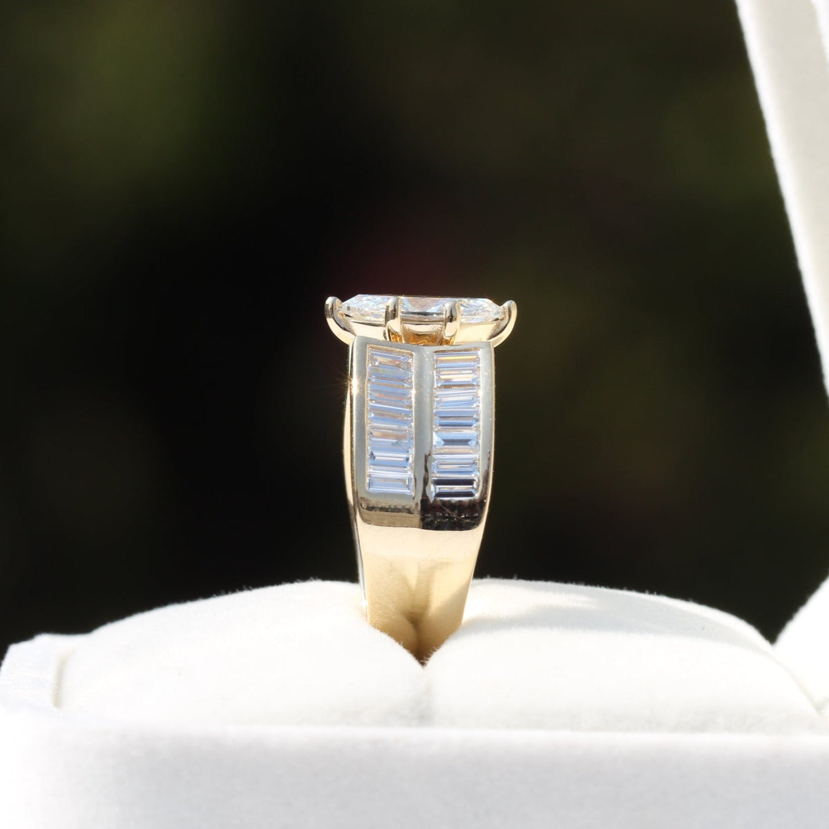 Marquise Cut Accent Wedding Lab Grown Diamond Ring - Close-up View