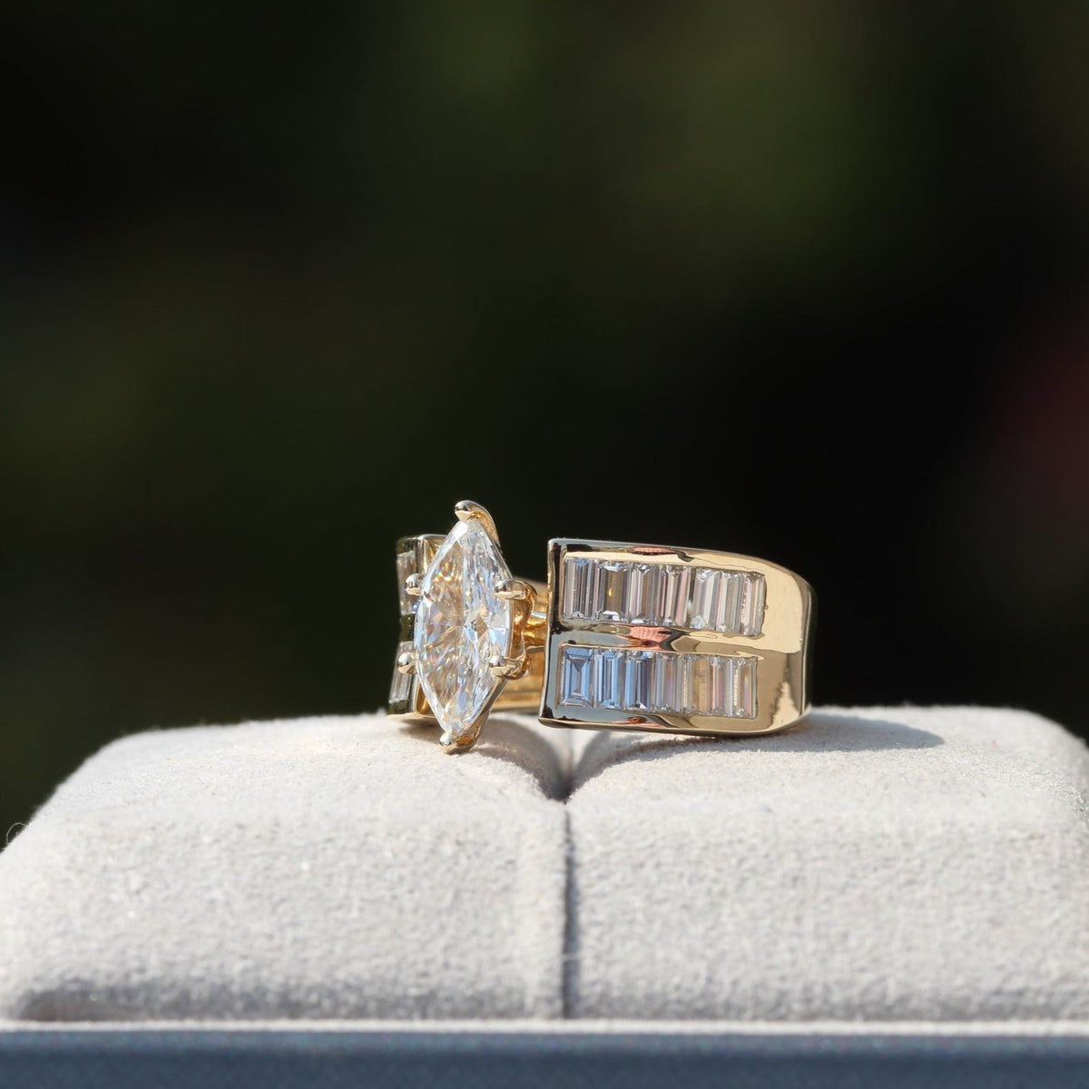 Marquise Cut Accent Wedding Lab Grown Diamond Ring - Detail View