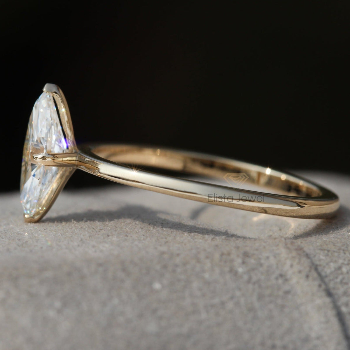 Marquise Cut Solitaire Engagement Lab Grown Diamond Ring - Perspective View