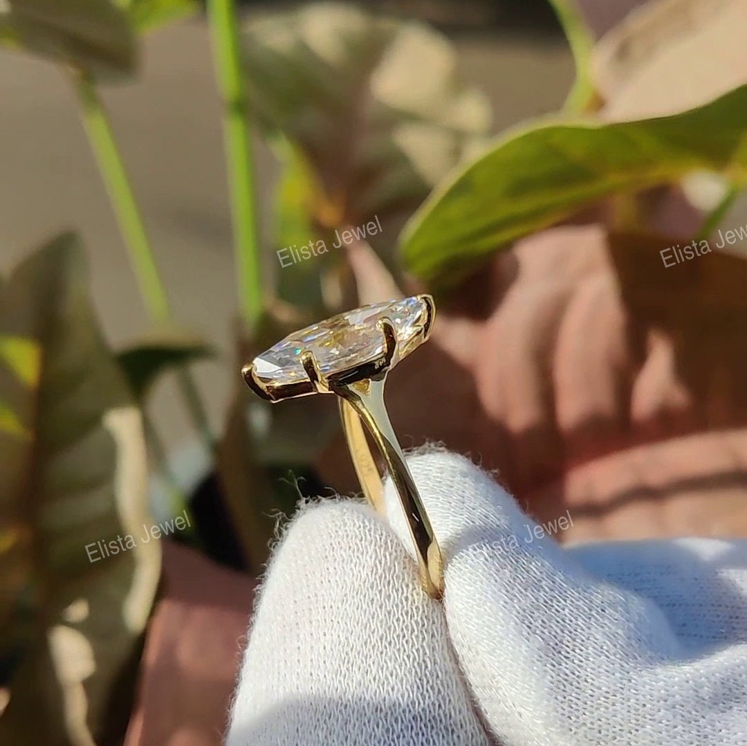 Marquise Split Shank Solitaire Lab Grown Diamond Ring - Perspective View