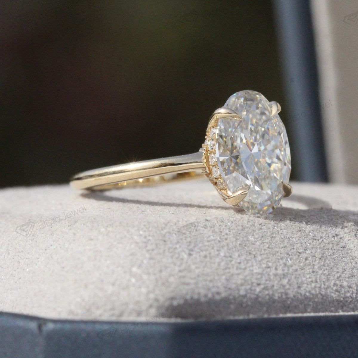 Oval Cut Double Hidden Halo Wedding Lab Grown Diamond Ring - Additional View