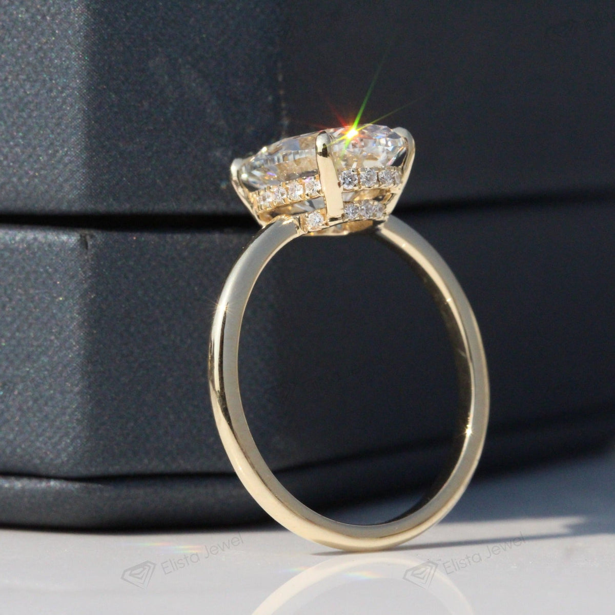 Oval Cut Double Hidden Halo Wedding Lab Grown Diamond Ring - View 17