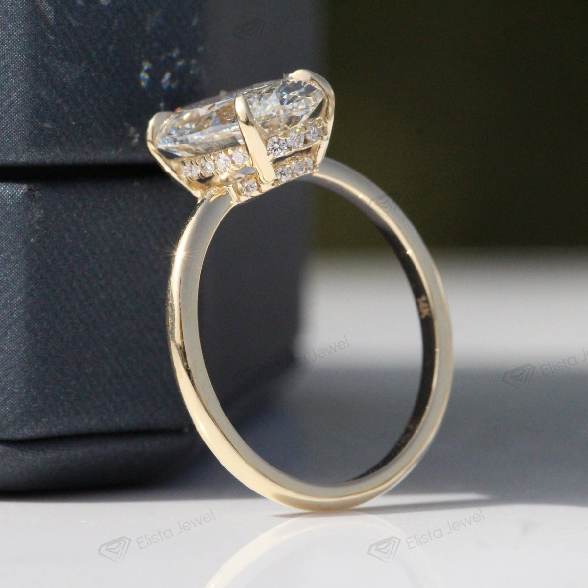 Oval Cut Double Hidden Halo Wedding Lab Grown Diamond Ring - View 13
