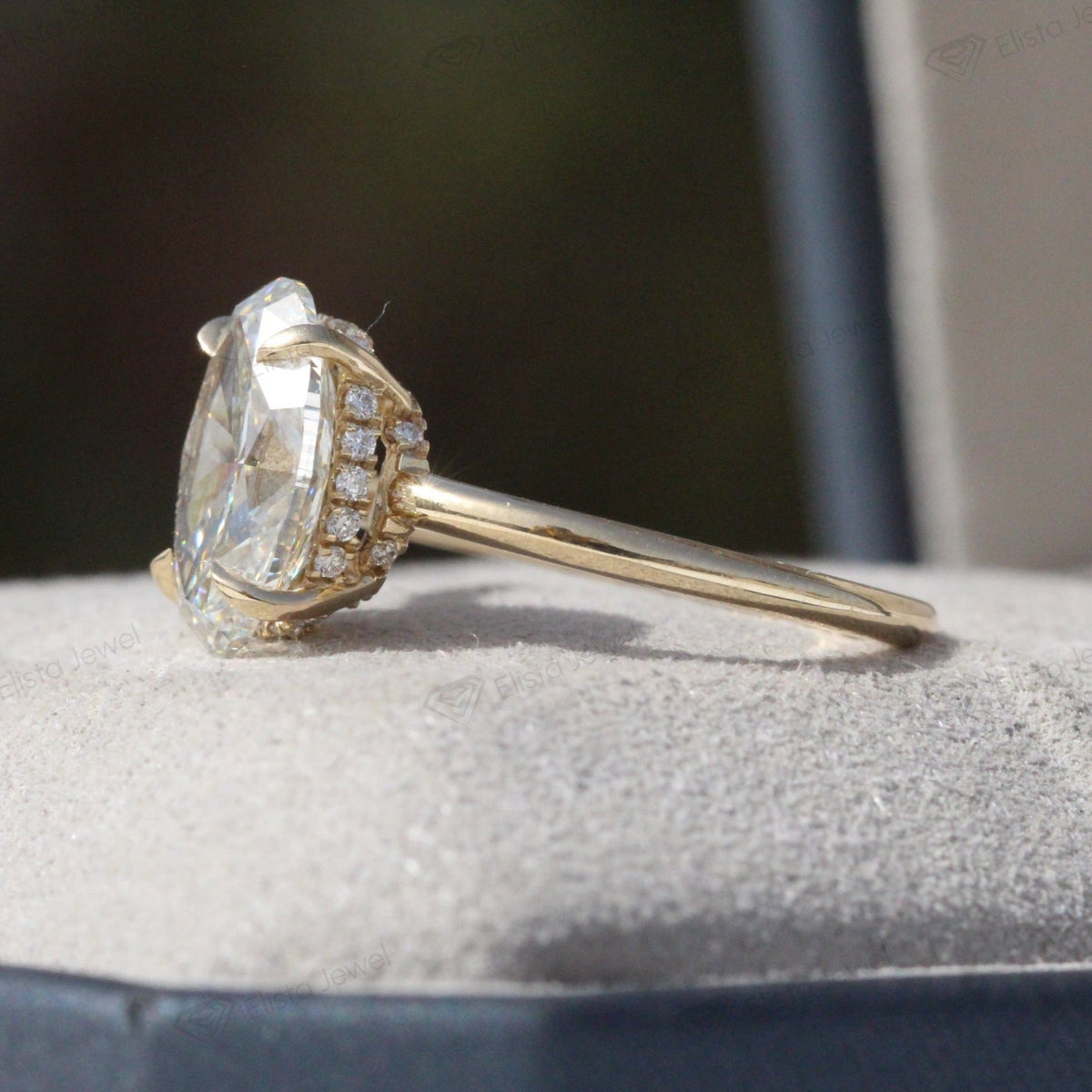 Oval Cut Double Hidden Halo Wedding Lab Grown Diamond Ring in Platinum - Lifestyle View