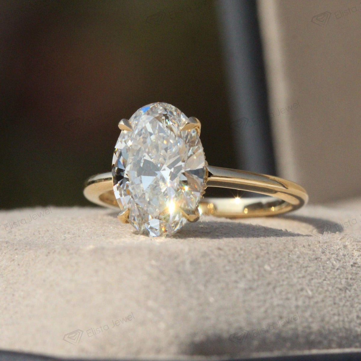 Oval Cut Double Hidden Halo Wedding Lab Grown Diamond Ring - View 16