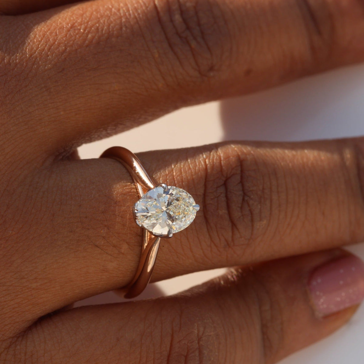 Oval Cut Solitaire Wedding Lab Grown Diamond Ring - Detail View