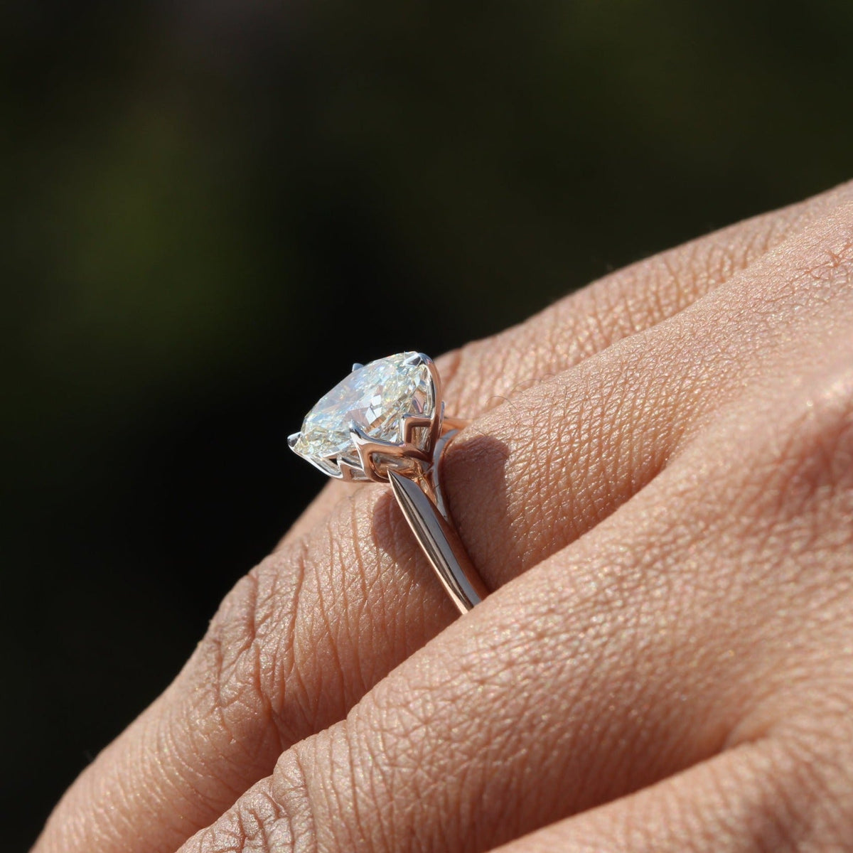 Oval Cut Solitaire Wedding Lab Grown Diamond Ring - Close-up View