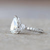 Pear Cut Hidden Halo Engagement Lab Grown Diamond Ring in Platinum - Top View