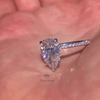 Pear Cut Hidden Halo Wedding Lab Grown Diamond Ring in 14K White Gold - Top View