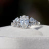 Pear Cut Solitaire Accent Engagement Lab Grown Diamond Ring in 18K - Angled View