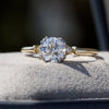 Round Cut Accent Engagement Lab Grown Diamond Ring in 18K - Angled View