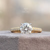 Round Cut Accent Engagement Lab Grown Diamond Ring in 10K - Front View
