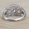 Round Cut Art Deco Engagement Lab Grown Diamond Ring in Platinum - Top View