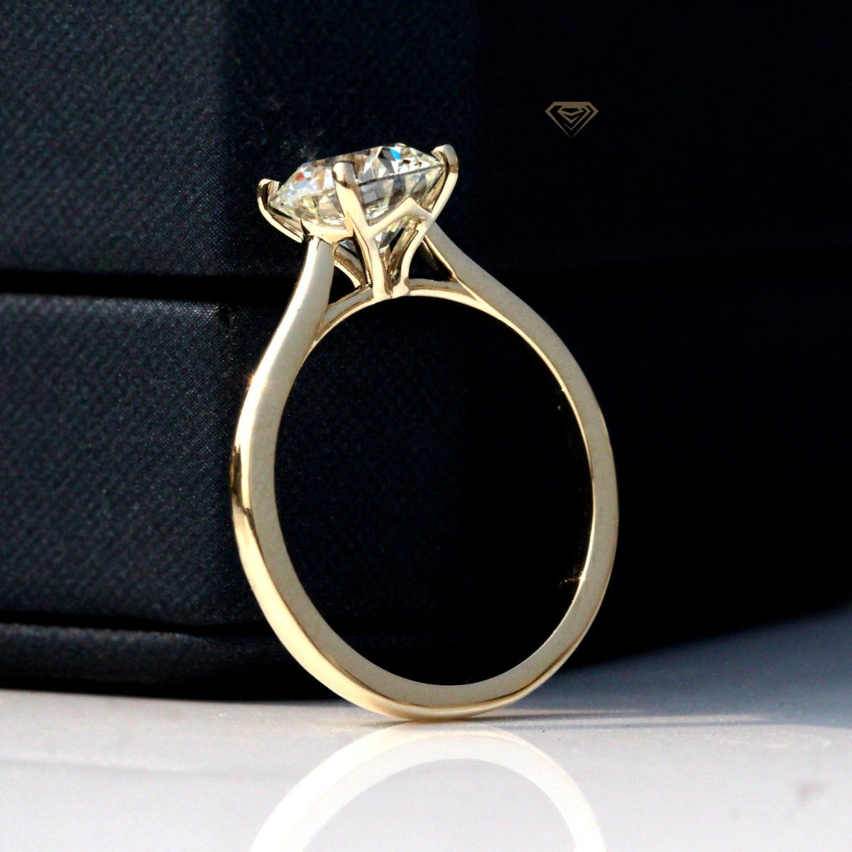 Round Cut Solitaire Engagement Lab Grown Diamond Ring - Close-up View