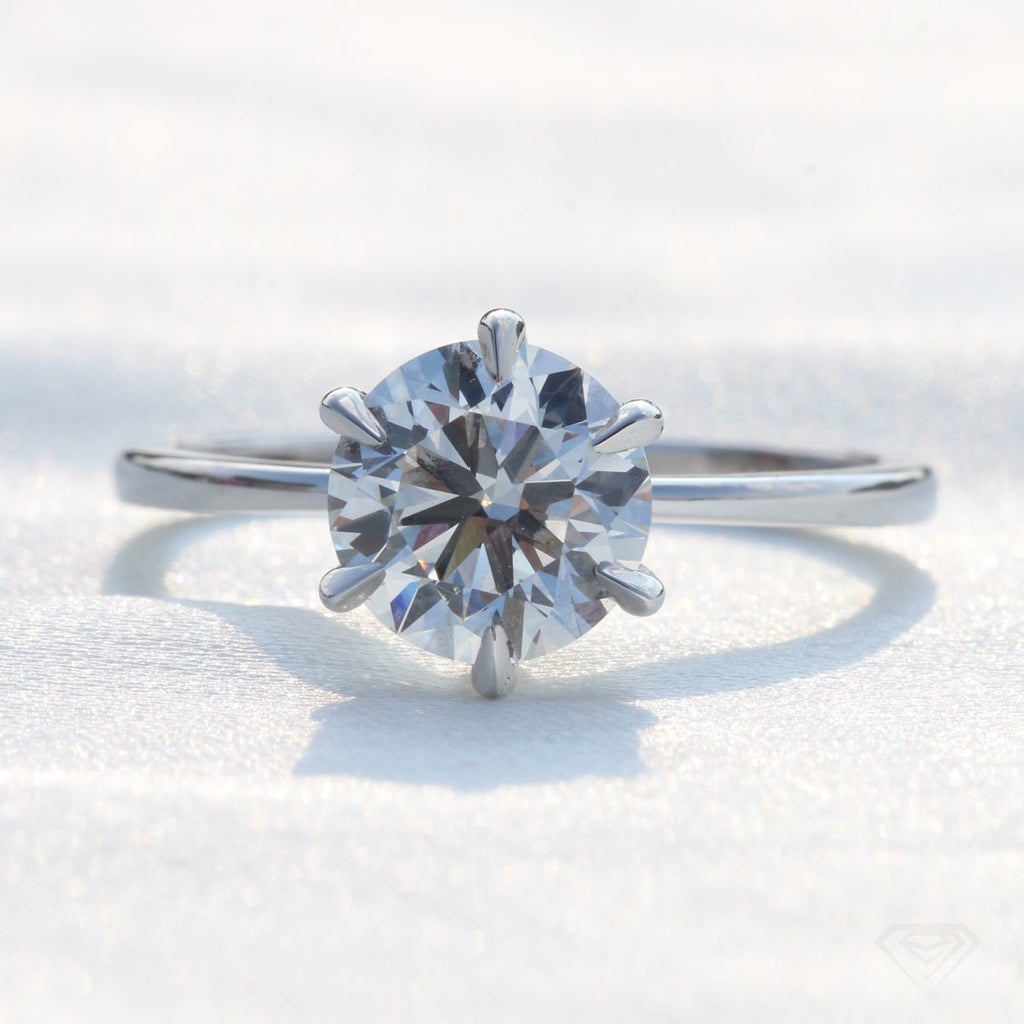 Round Cut Solitaire Engagement Lab Grown Diamond Ring in 10K - Front View