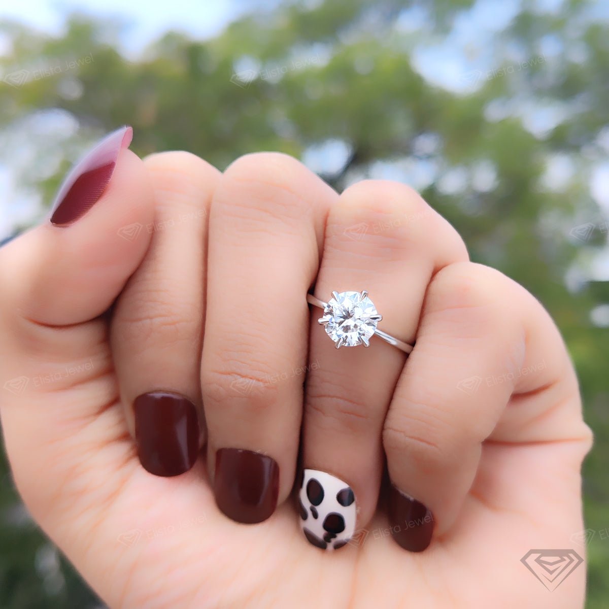 Round Cut Solitaire Engagement Lab Grown Diamond Ring in 14K - Side View