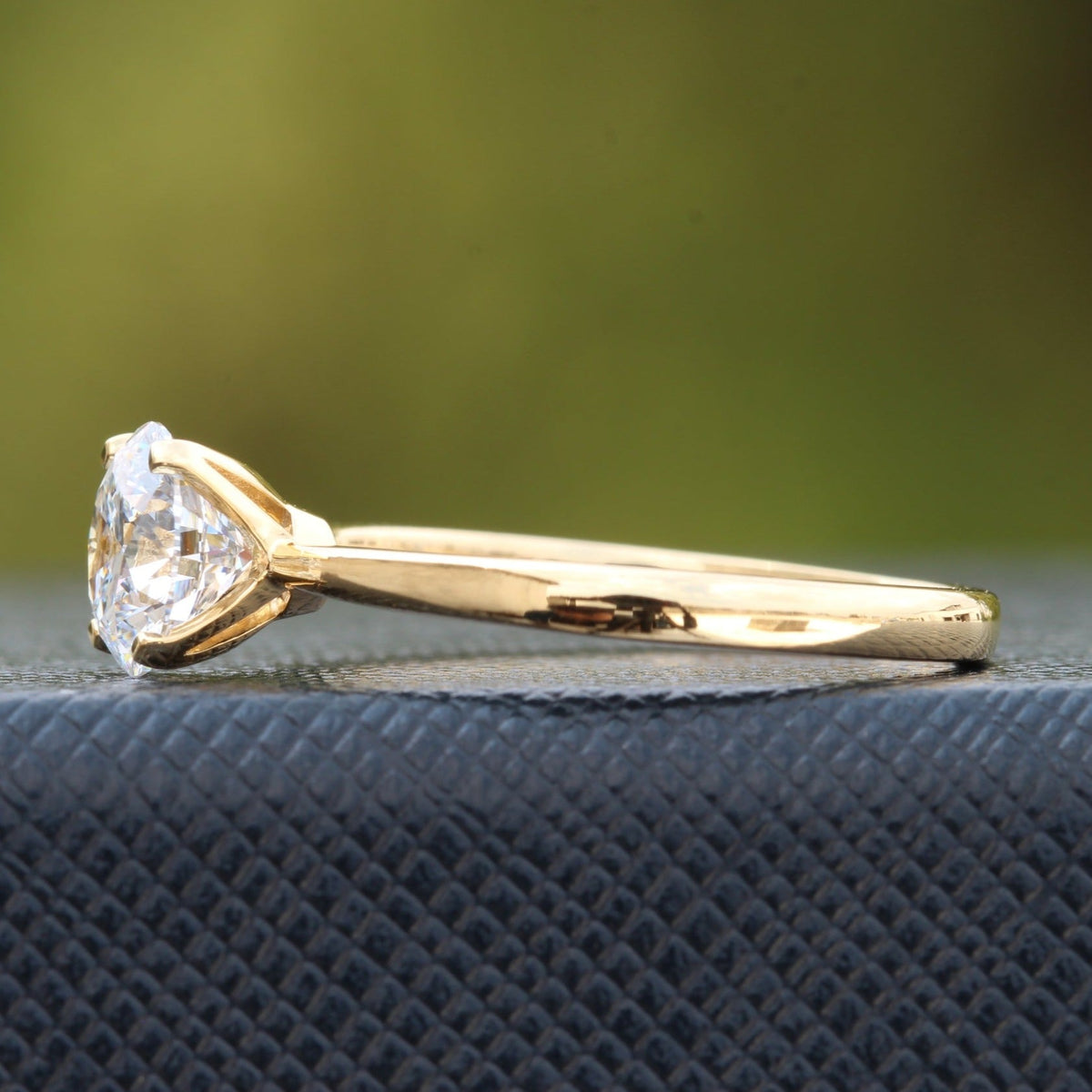 Round Cut Solitaire Engagement Lab Grown Diamond Ring in 10K Rose Gold - Side View