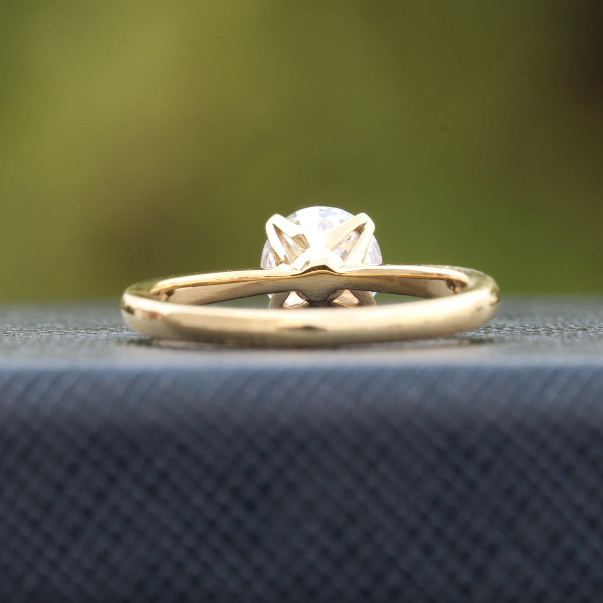 Round Cut Solitaire Engagement Lab Grown Diamond Ring in 10K Yellow Gold - Angled View