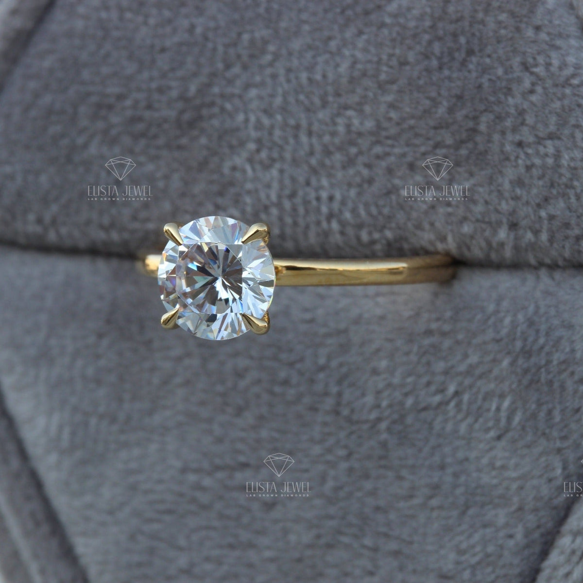 Round Cut Solitaire Engagement Lab Grown Diamond Ring in Platinum - Top View