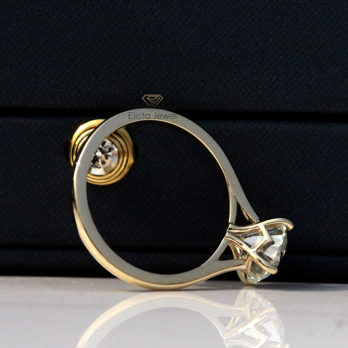 Round Cut Solitaire Engagement Lab Grown Diamond Ring - Perspective View