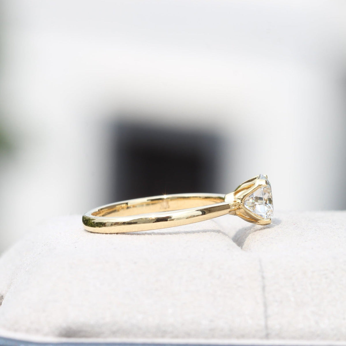 Round Cut Solitaire Engagement Lab Grown Diamond Ring in 14K Rose Gold - Detail View