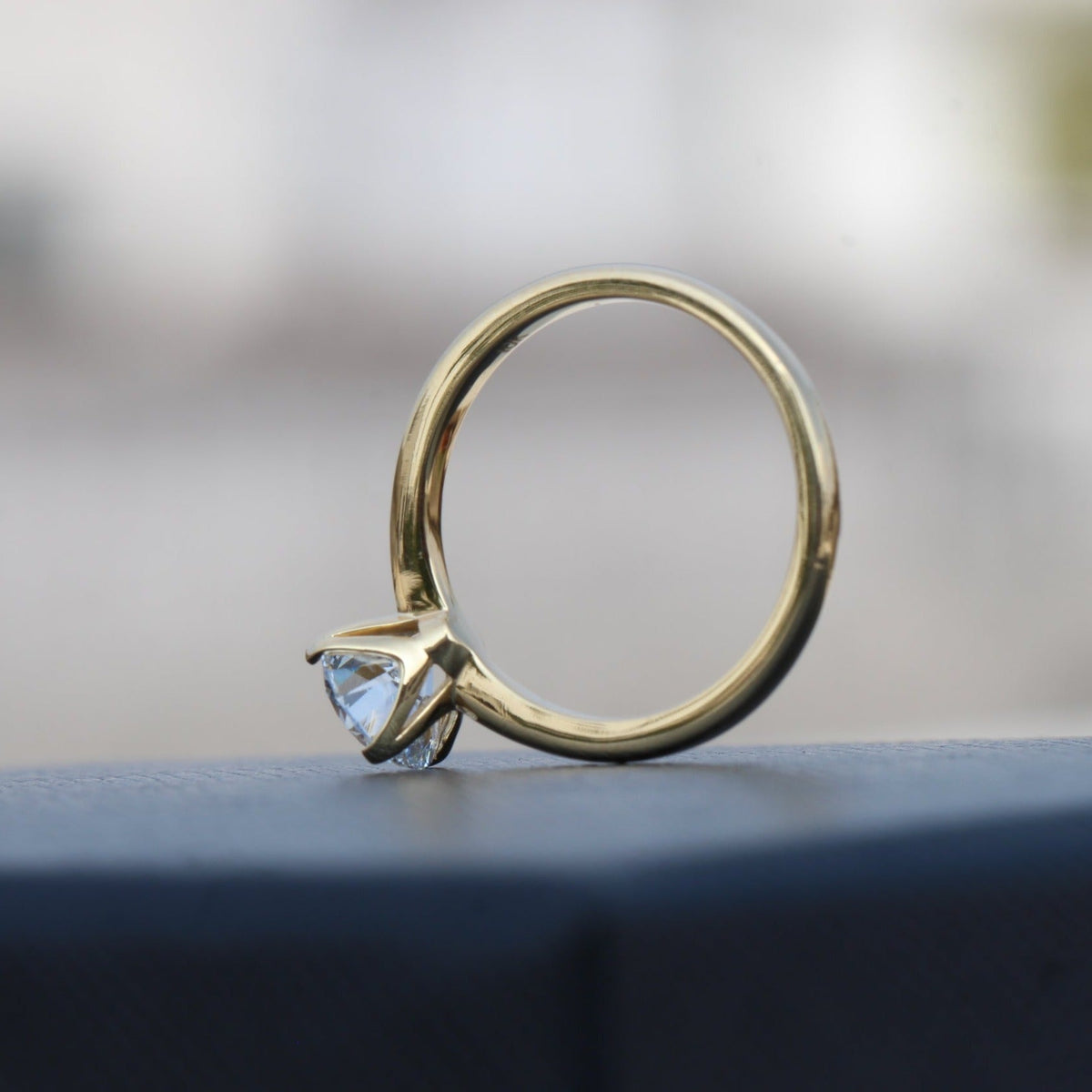 Round Cut Solitaire Engagement Lab Grown Diamond Ring in 18K Rose Gold - Perspective View